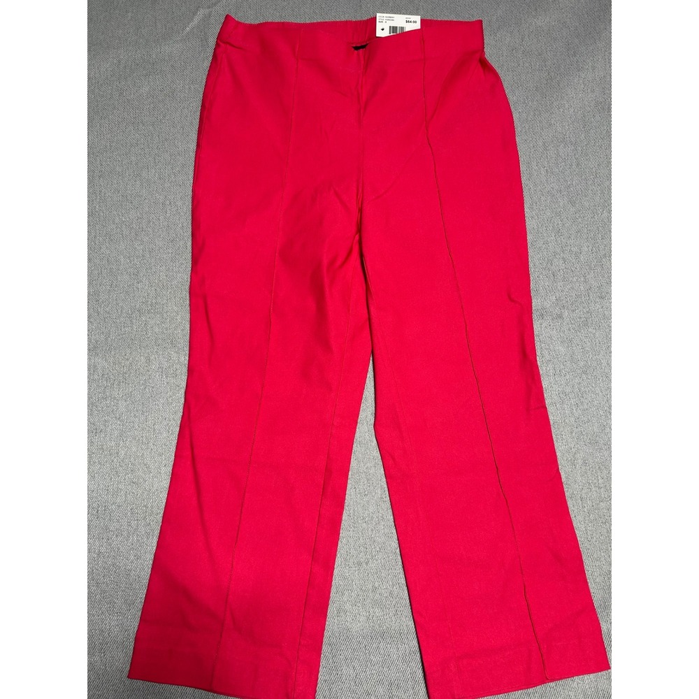 Rafaella Womens Pintuck Crop Pants Size 8 Raspberry Pink Business Casual
